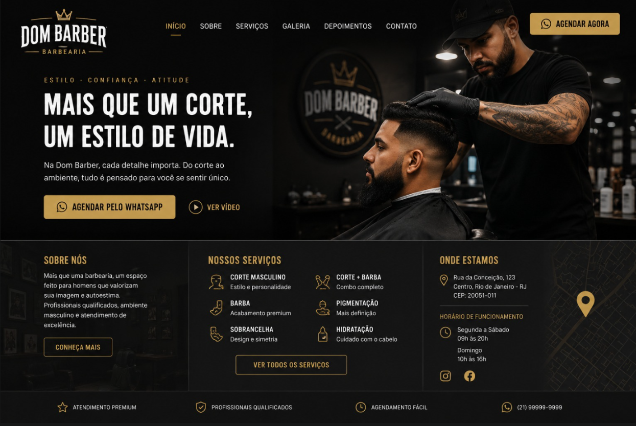 Site da Dom Barber criado pela Prime Sites